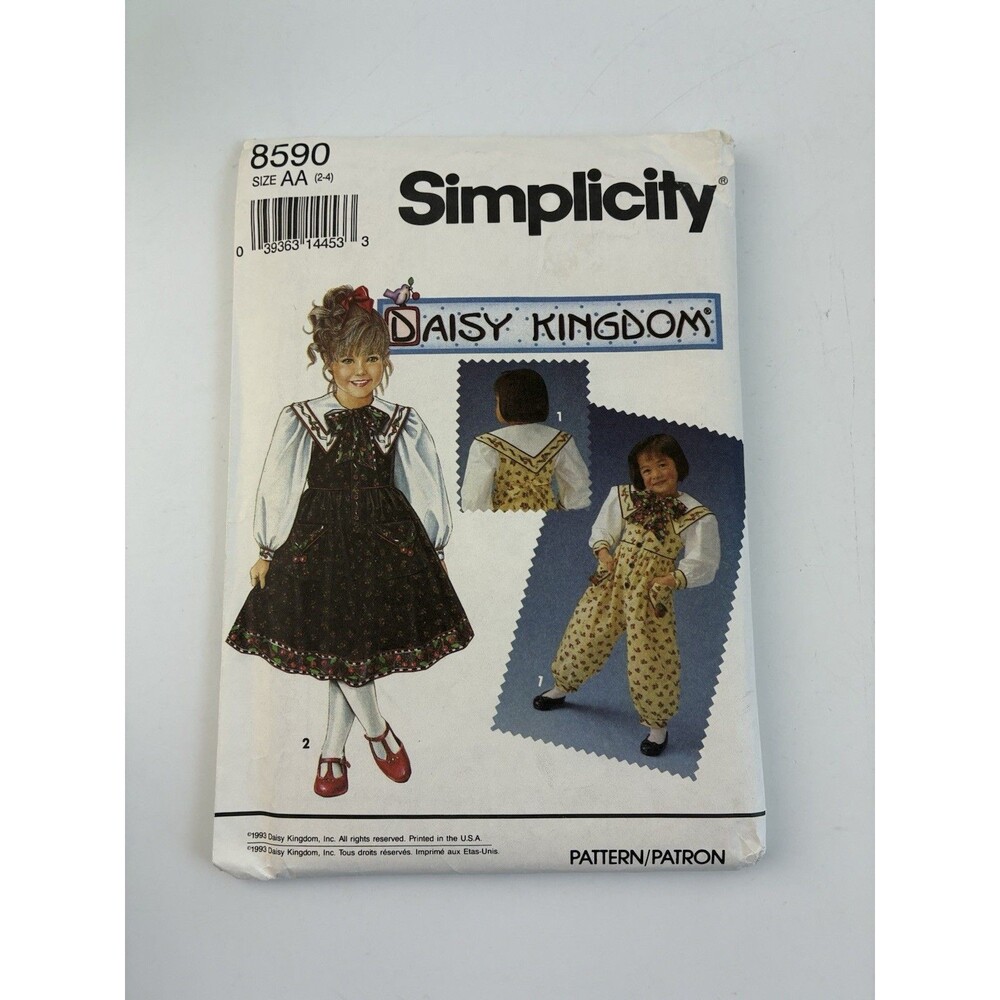 Dress Jumpsuit Blouse Tie Daisy Kingdom Uncut Pattern 8590 Toddler Size 2-4 90s